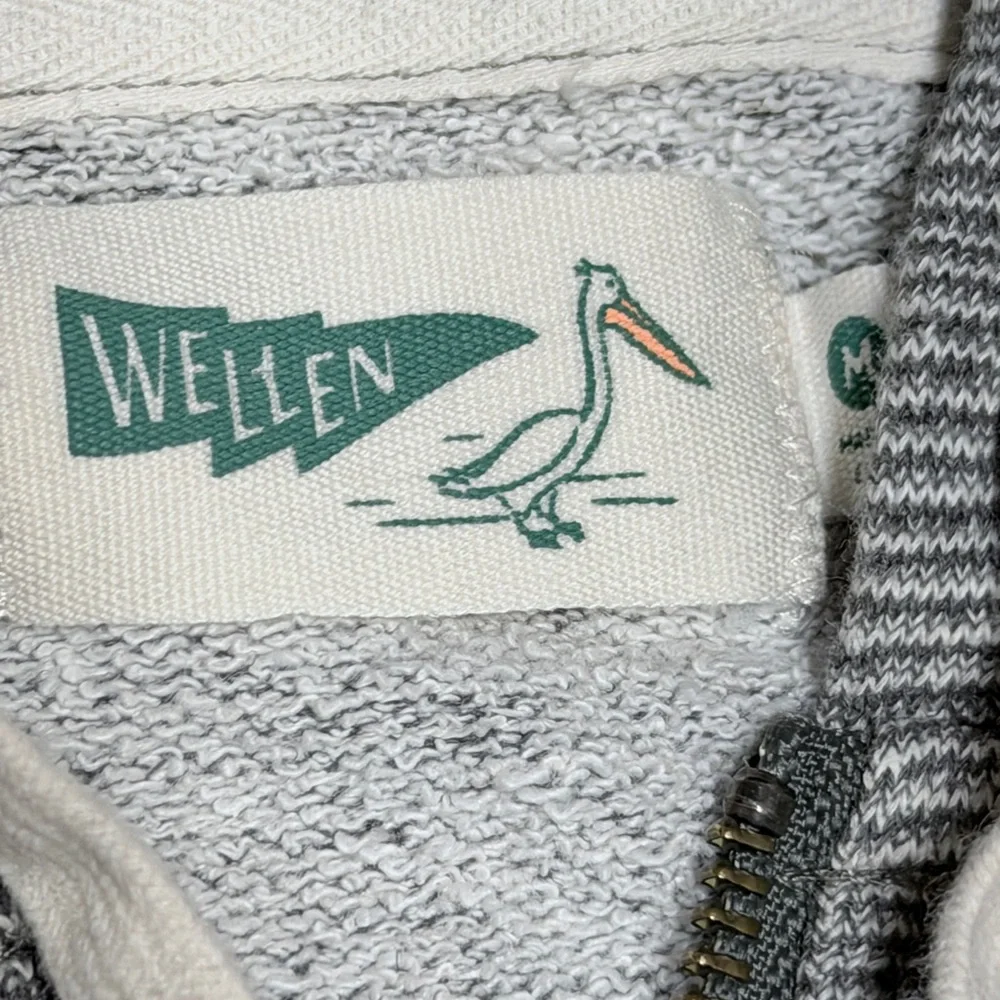 Wellen Men's Light Gray/Green Zip-Up Sweater Size: Medium